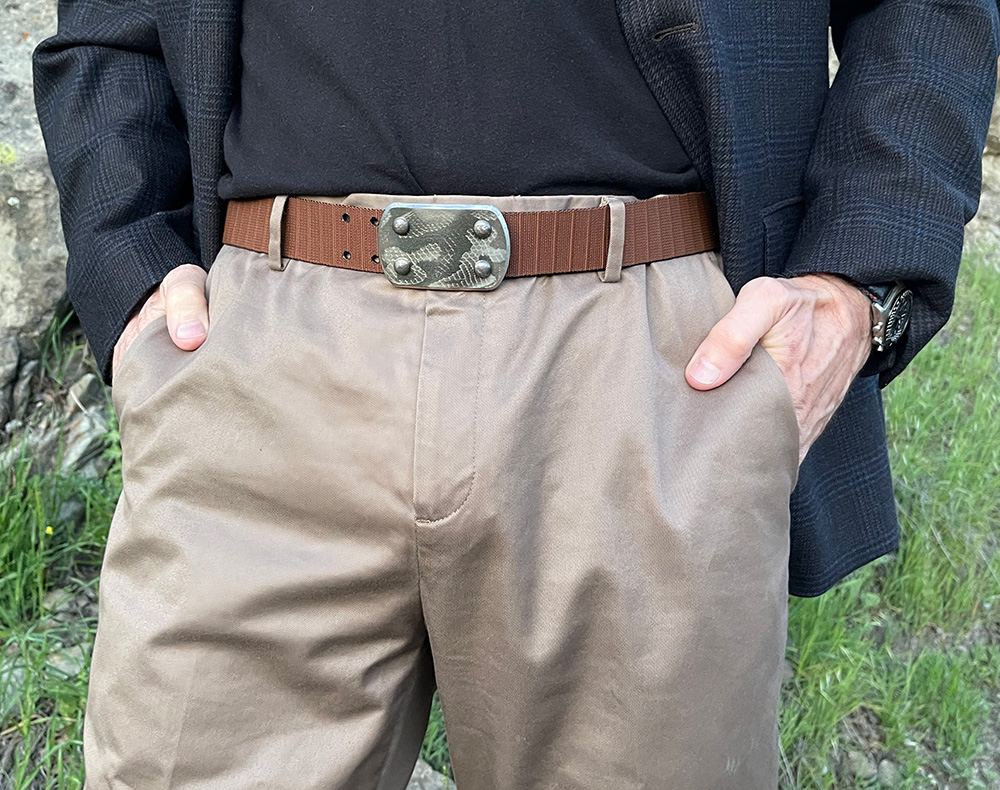 Inyoka Belt with Python skin pattern on LARGE buckle