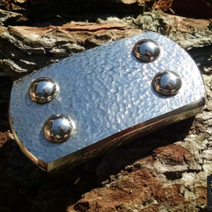 Tugela belt: standard size stainless steel buckle with hammered and polished Sea of Tranquility finish
