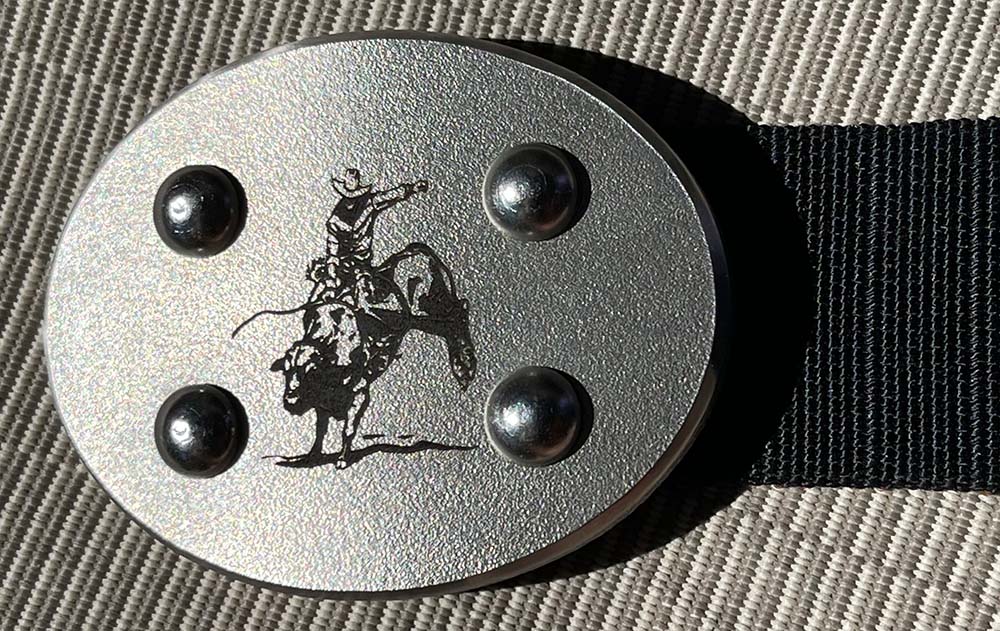 SIEGE "FRENZY" BELT: 6 ounce stainless steel OVAL buckle with Gray Man finish and 1.5" high-density ballistic Nylon. Note: buckle etching is not included, but may be offered as a future option.