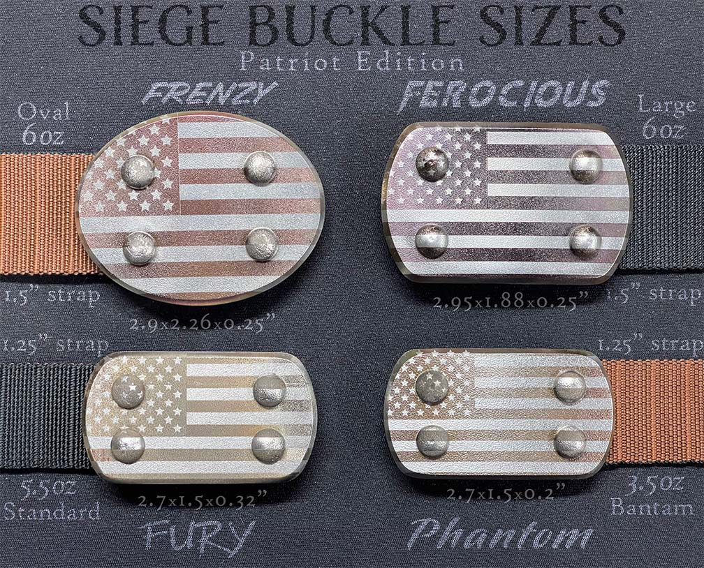 SIEGE Heavy Duty nylon belt Buckle Size Guide