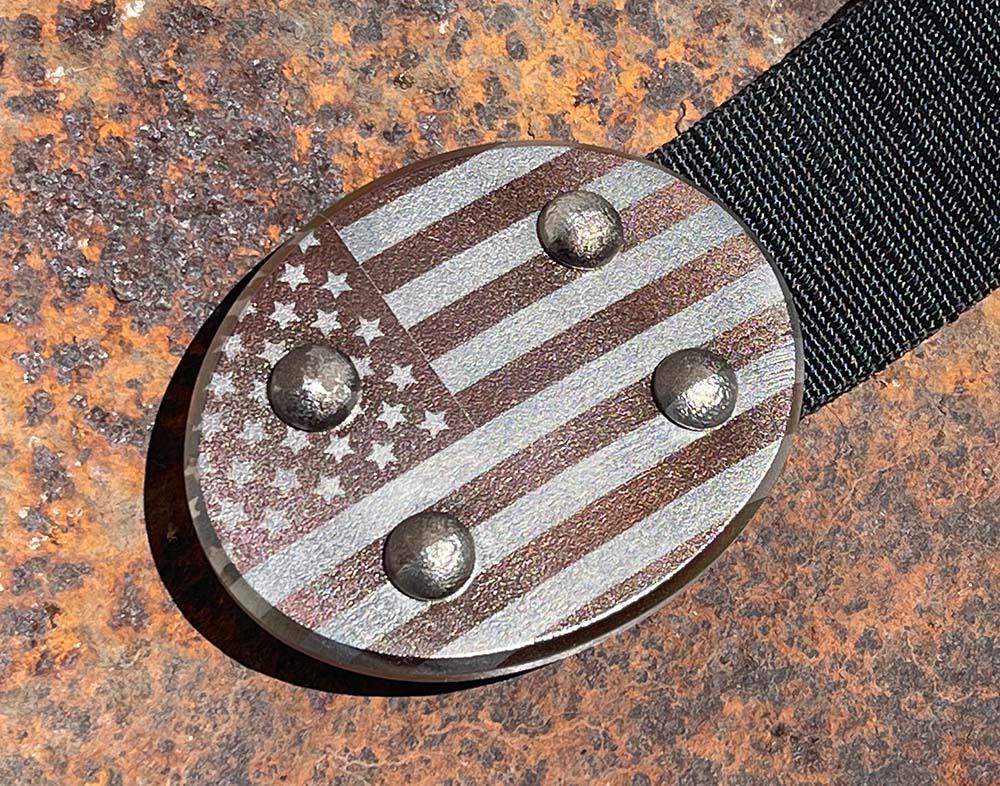 SIEGE Frenzy belt with US Flag engraved in buckle