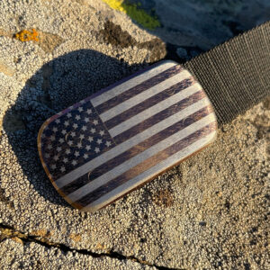 Aviator Patriot Belt - heavy duty nylon belt with US Flag engraved into buckle face