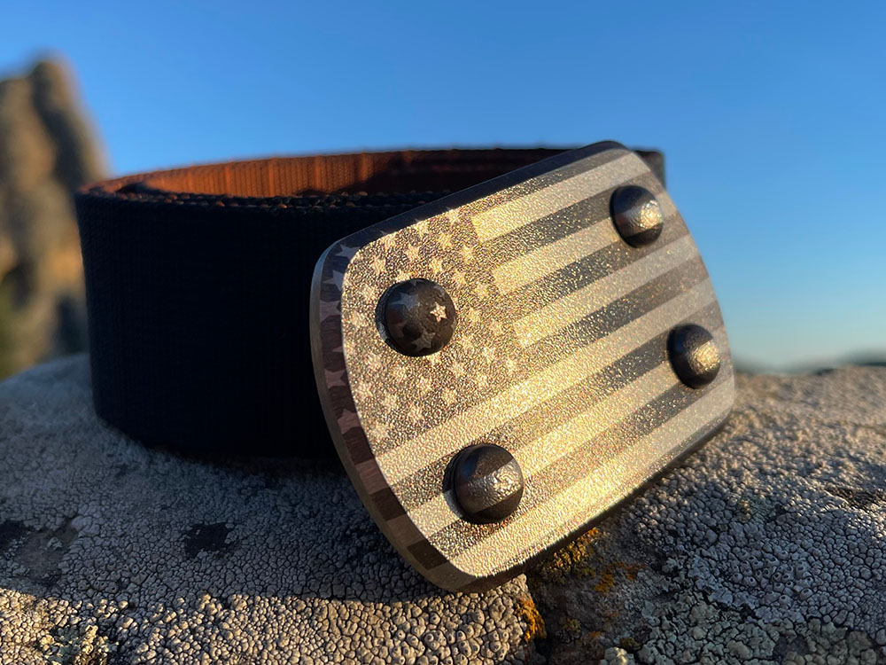 SIEGE Ferocious belt with US Flag engraved into buckle face