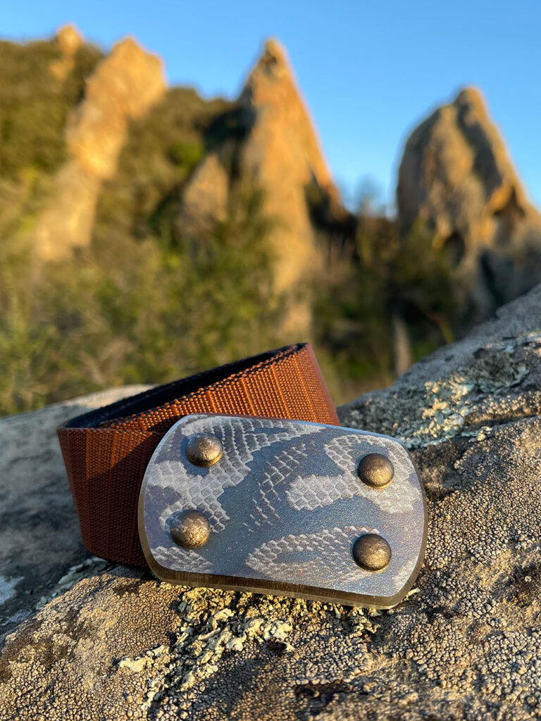 Inyoka Belt with Python skin pattern on LARGE buckle