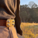 Sea Dog II: standard brass buckle with hammered and polished Rogue Moon finish on front, sides and bolt heads