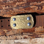 Motopos belt: standard brass buckle with hammered and polished Rogue Moon finish on front, sides and bolt heads