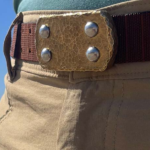 Motopos belt: standard brass buckle with hammered and polished Rogue Moon finish