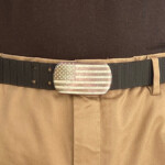 Aviator Patriot Belt with US Flag engraved into buckle face
